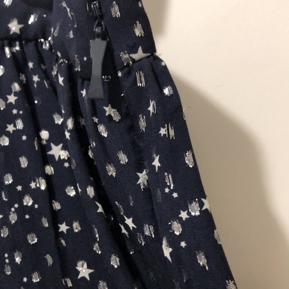 Kate Spade Skirt Women 12 Sparkling Stars Dots Raffled Hem Night Sky Blue New - Picture 3 of 9